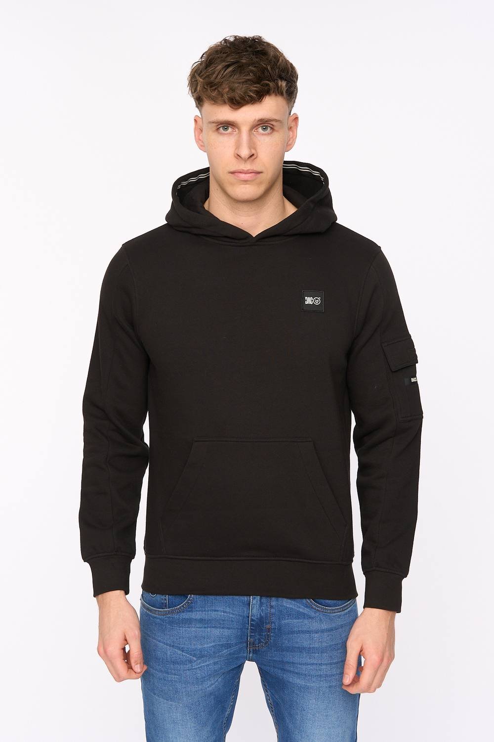 Duck and Cover Duck and Cover Men's Wrentham Functional Hooded Sweatshirt with Patch Pocket in Black - 2