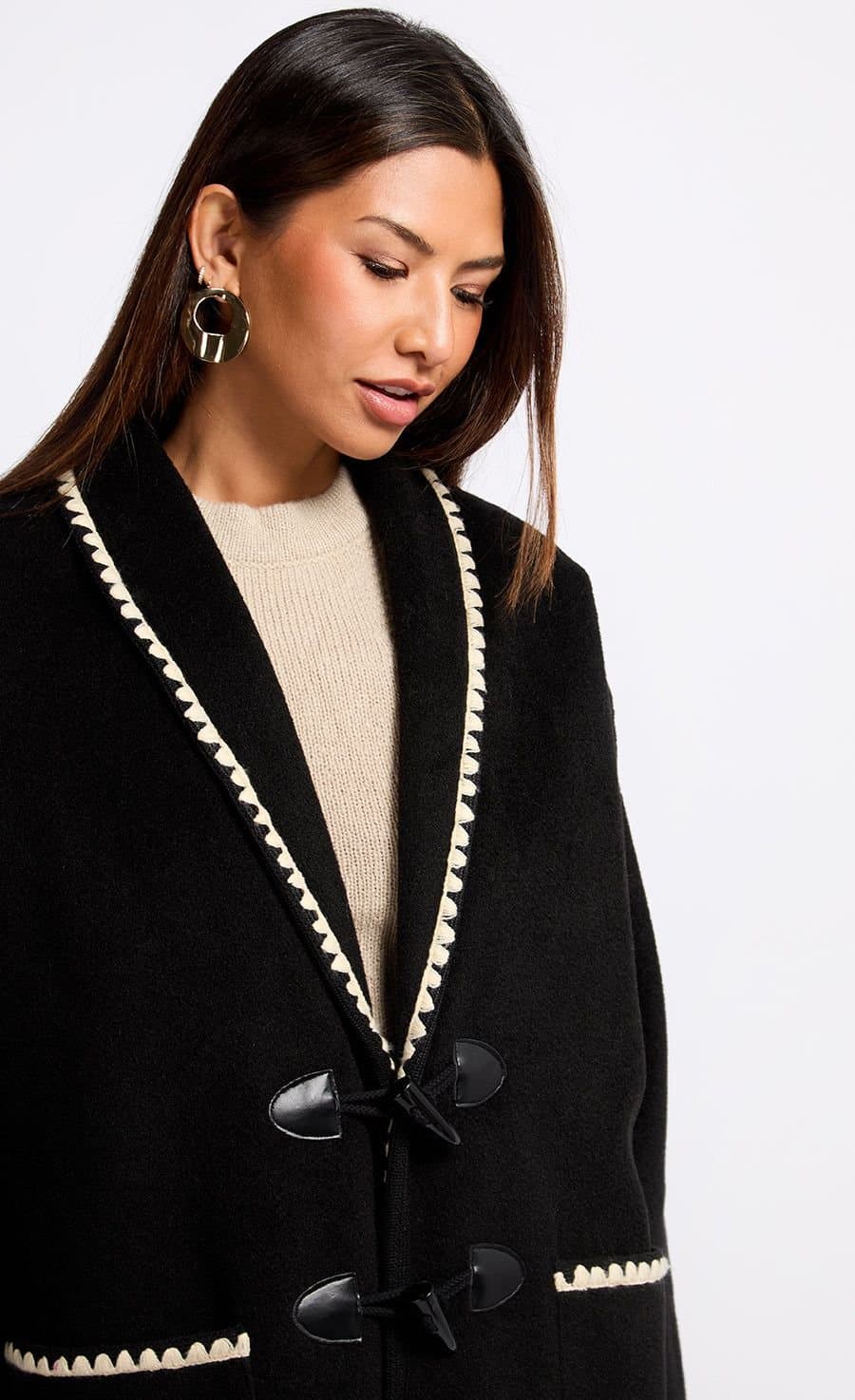 Little Mistress Little Mistress Black Contrast Stitch Trim Jacket