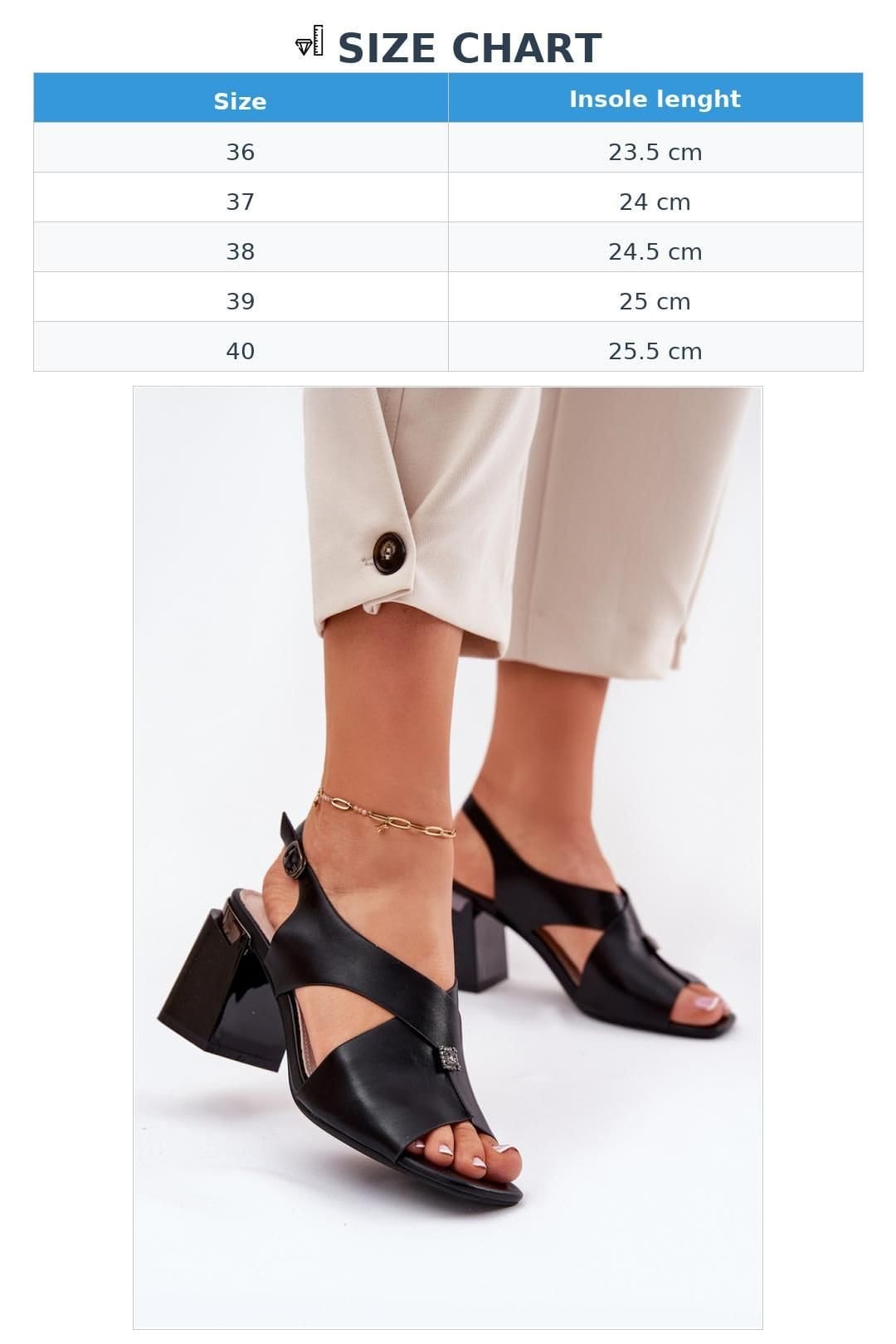 Love Lace Love Lace Women's Elegant Pillar Heel Sandals with Buckle Front Detail Style in Black - 4