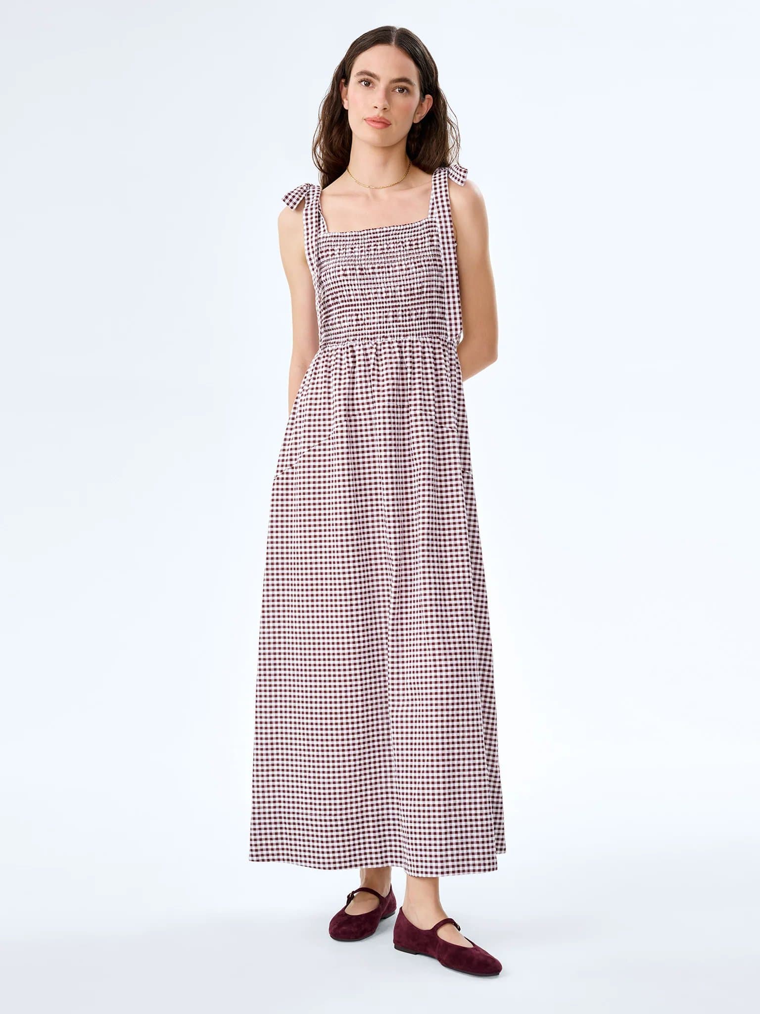 OMNES Dixie Dress in Chocolate and Cream Gingham