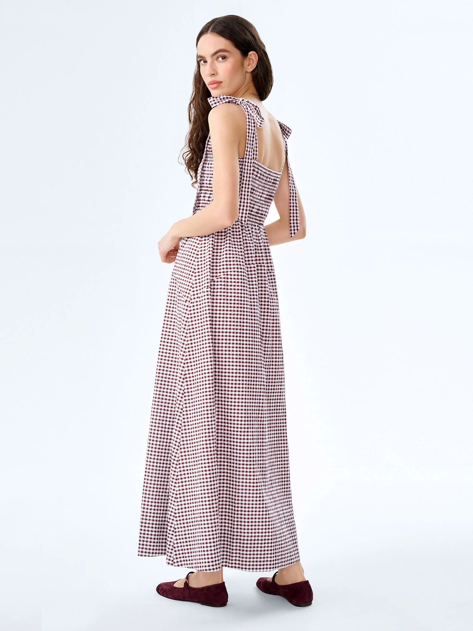OMNES Dixie Dress in Chocolate and Cream Gingham - 3