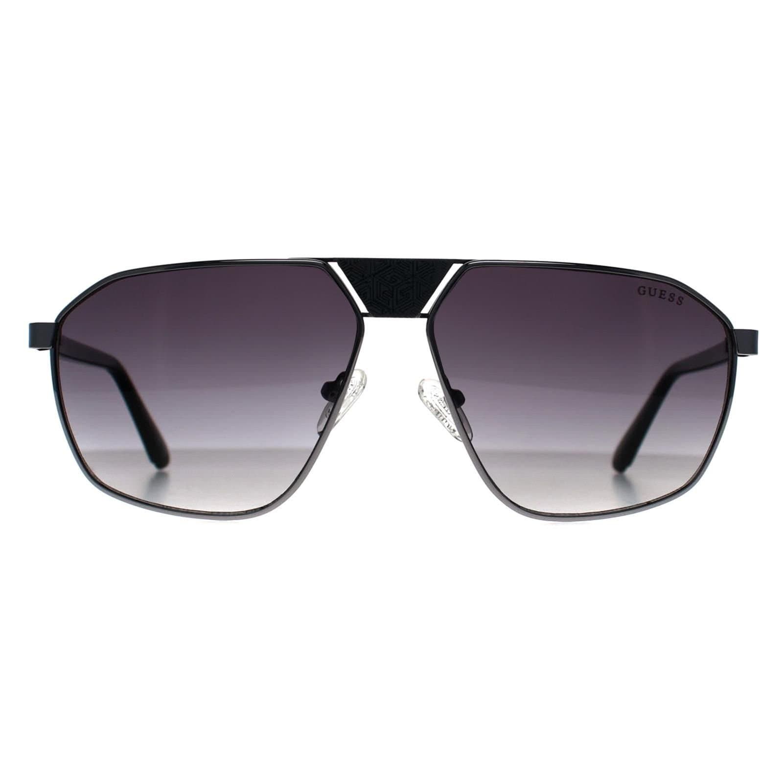 GUESS Guess Men's Aviator Shiny Gunmetal Gradient Smoke GU00086 in Grey