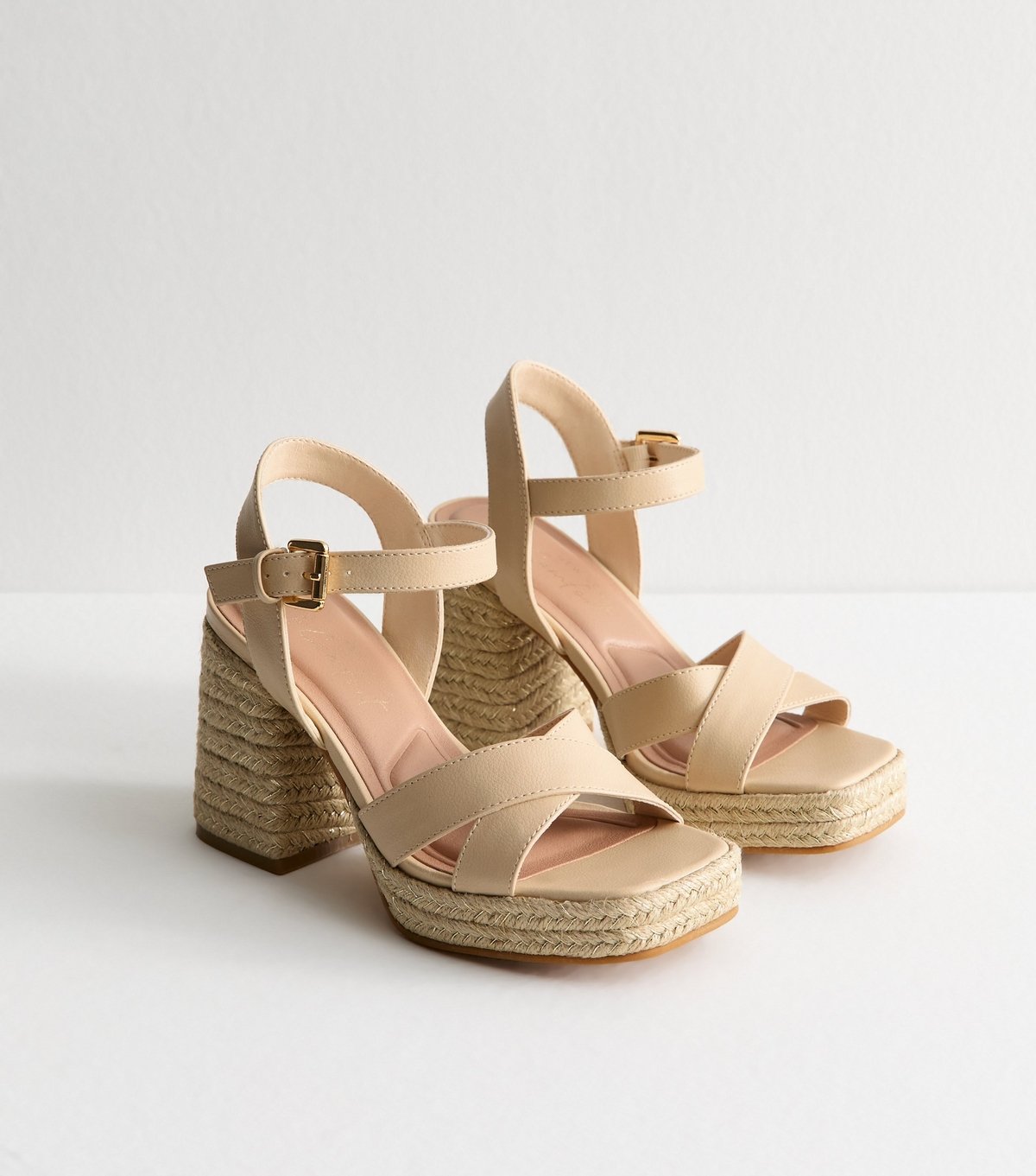 New Look Women's Off White Crossover Strap Jute Sole Sandals Vegan New Look - 3