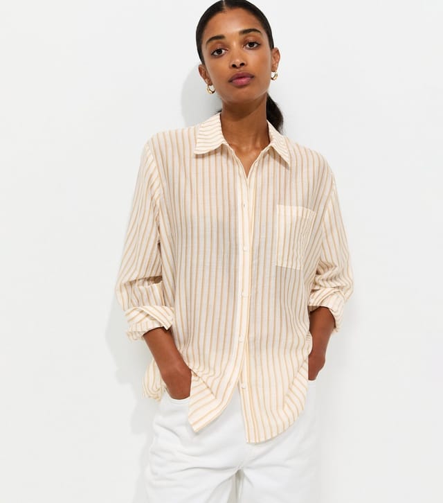 New Look Women's Yellow Striped Long Sleeve Shirt New Look - 2