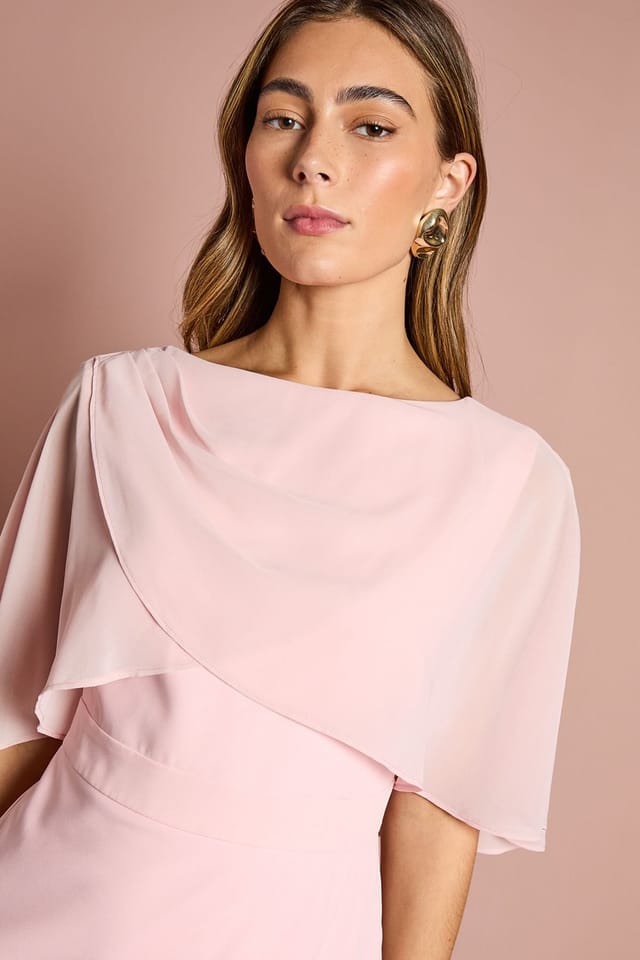 Coast Coast Women's Chiffon Cape Pencil Dress in Blush - 2