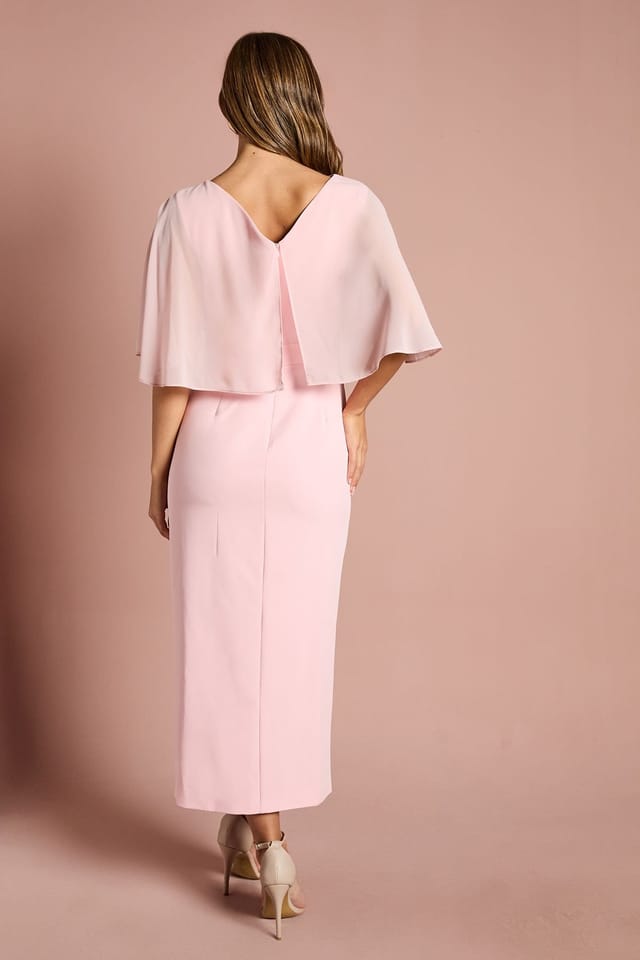 Coast Coast Women's Chiffon Cape Pencil Dress in Blush - 3