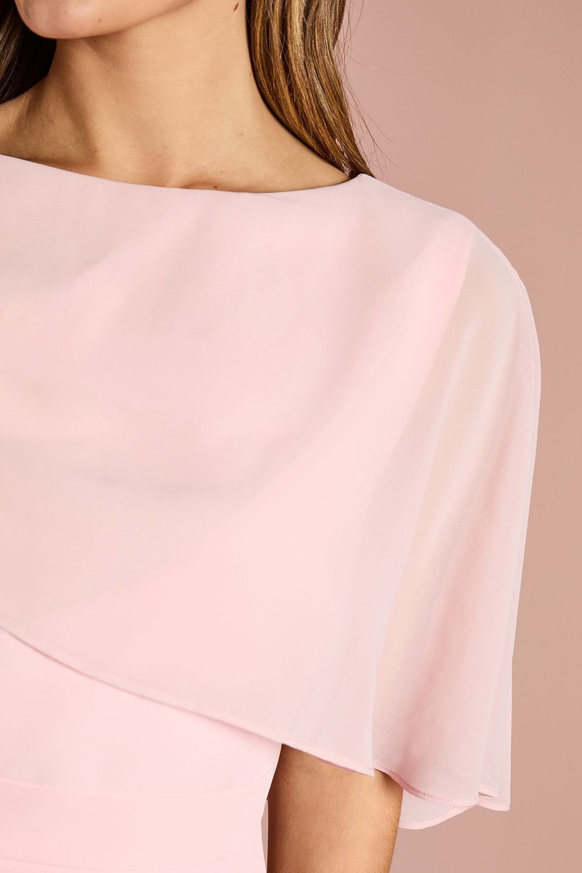 Coast Coast Women's Chiffon Cape Pencil Dress in Blush - 4