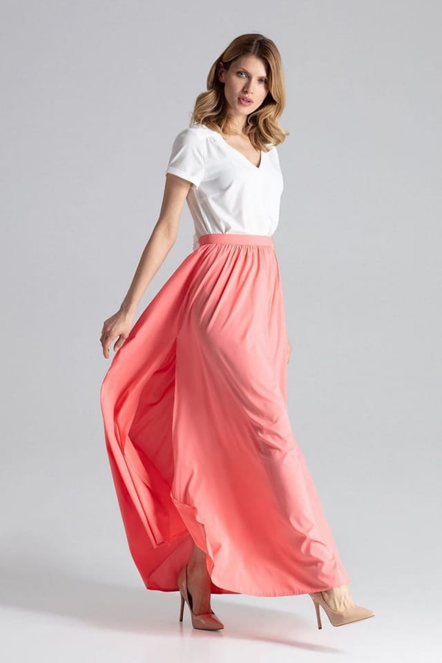 Love Lace Love Lace Women's Long Wide Skirt with Side Slits & Zip in Pink - 2