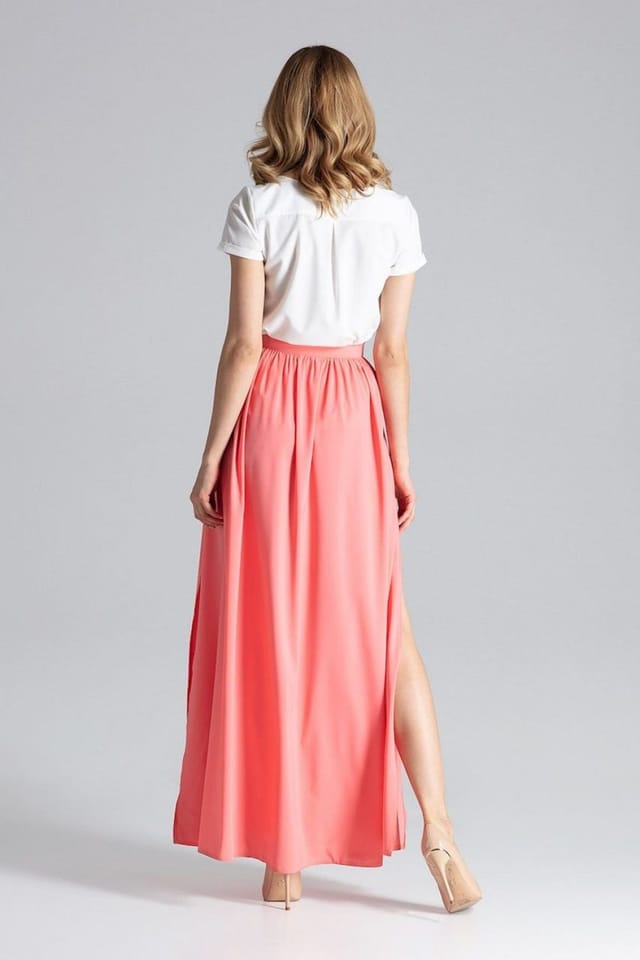 Love Lace Love Lace Women's Long Wide Skirt with Side Slits & Zip in Pink - 3