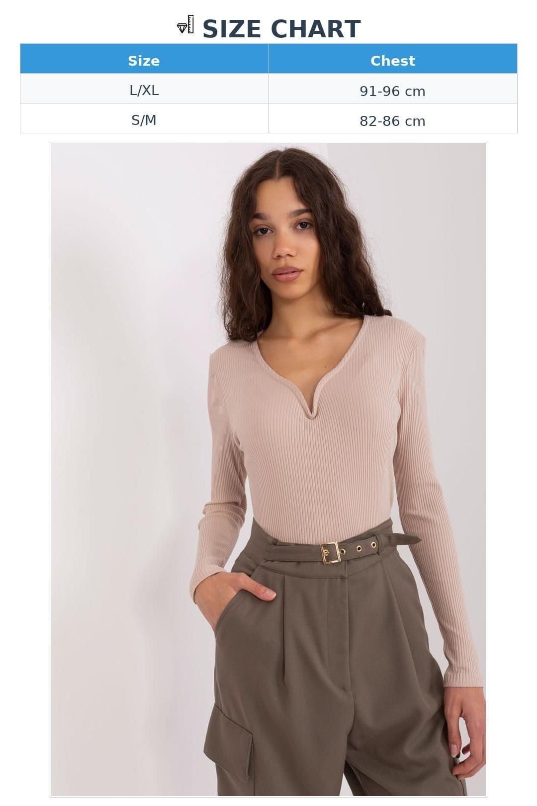 Love Lace Love Lace Women's Everyday Cotton Ribbed Heart Neck Blouse in Beige - 4