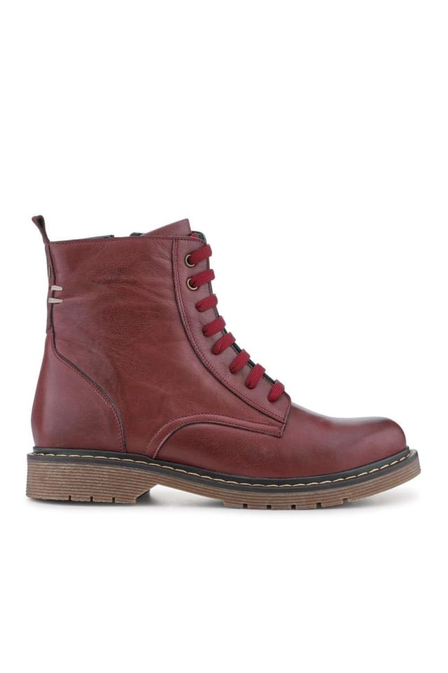 Bellissimo Bellissimo Women's Lace-Up Leather Boots in Burgundy - 2