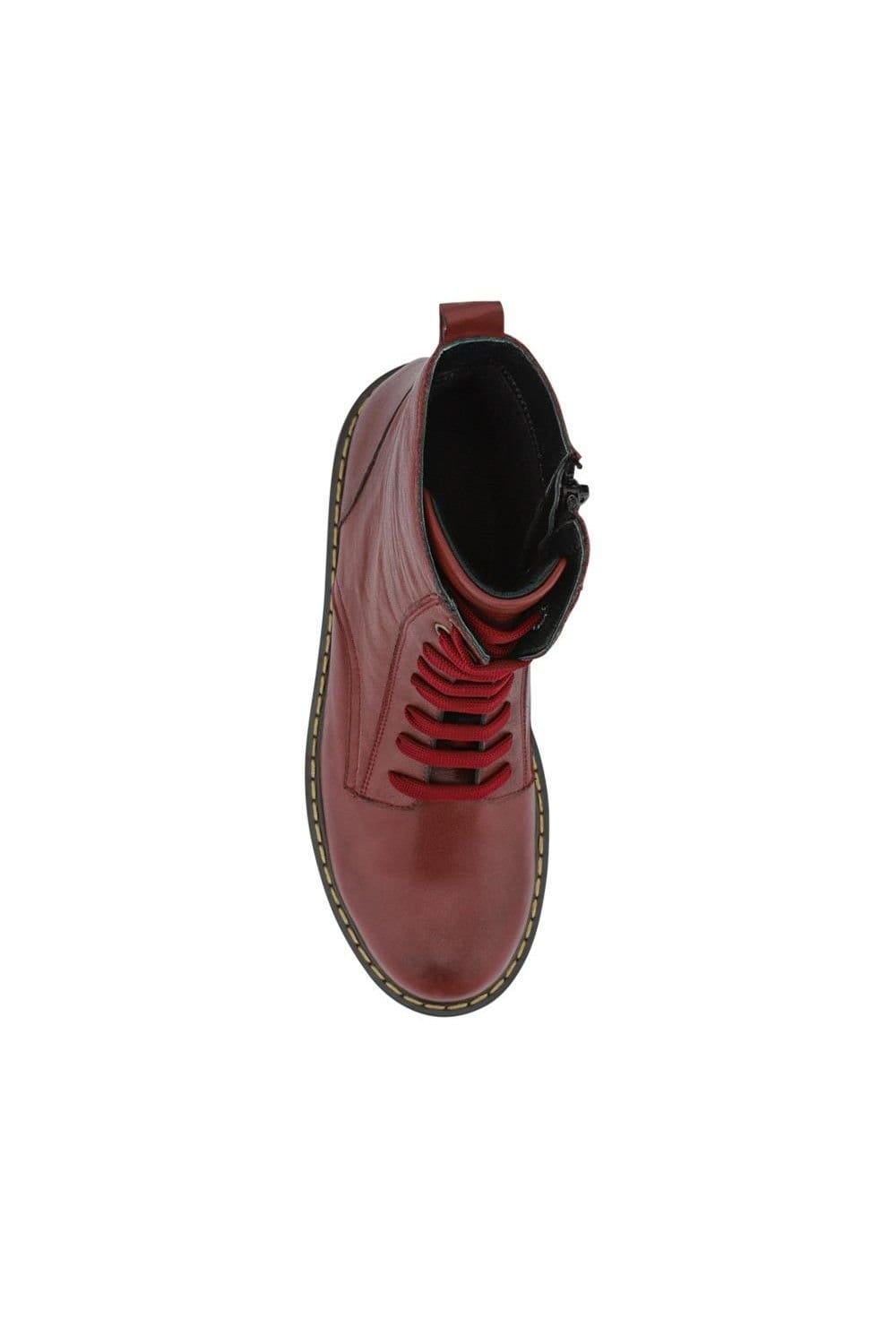 Bellissimo Bellissimo Women's Lace-Up Leather Boots in Burgundy - 4