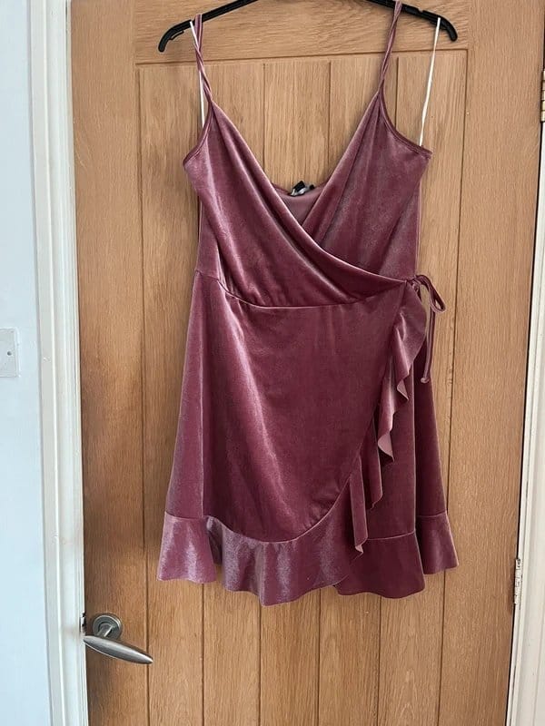 New Look Pink Velvet Wrap Dress