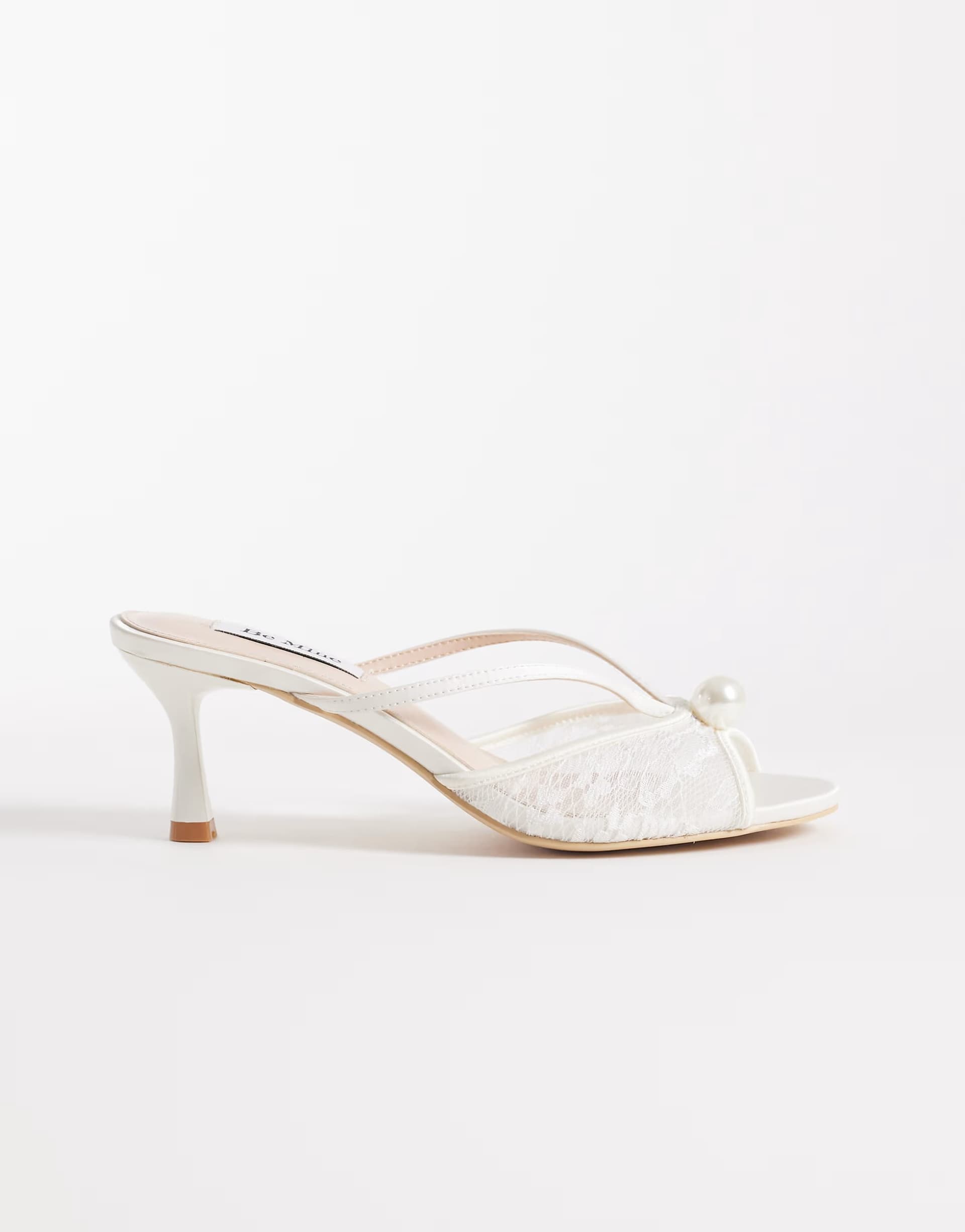 ASOS Be Mine Bridal Wide Fit Maya heeled mules in ivory lace