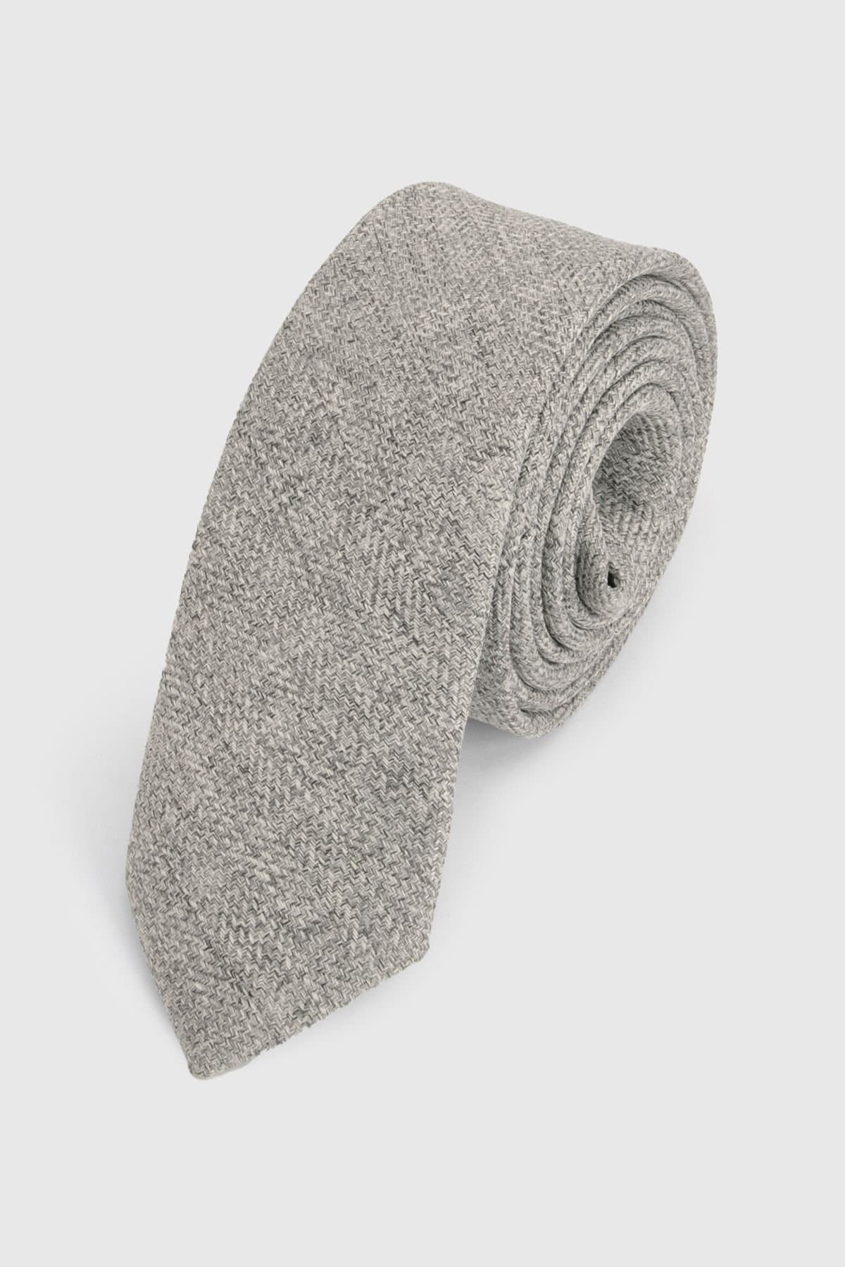 Burton Burton Men's Light Grey Tweed Look Tie