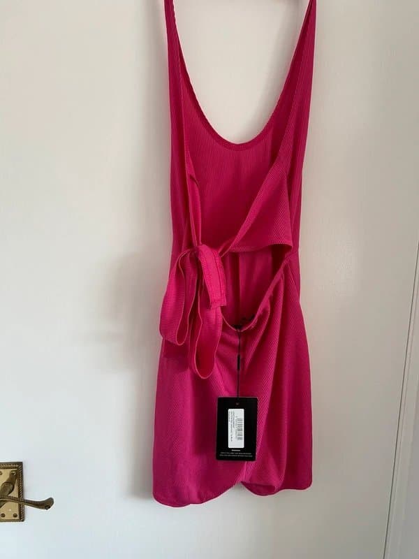 PrettyLittleThing PLT pink tie back playsuit BNWT