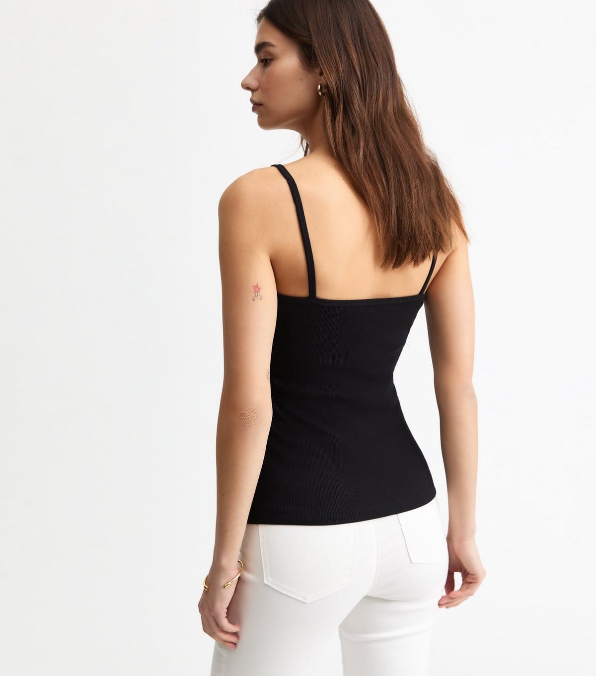 New Look Women's Black Square Neck Ribbed Cami Top New Look - 4