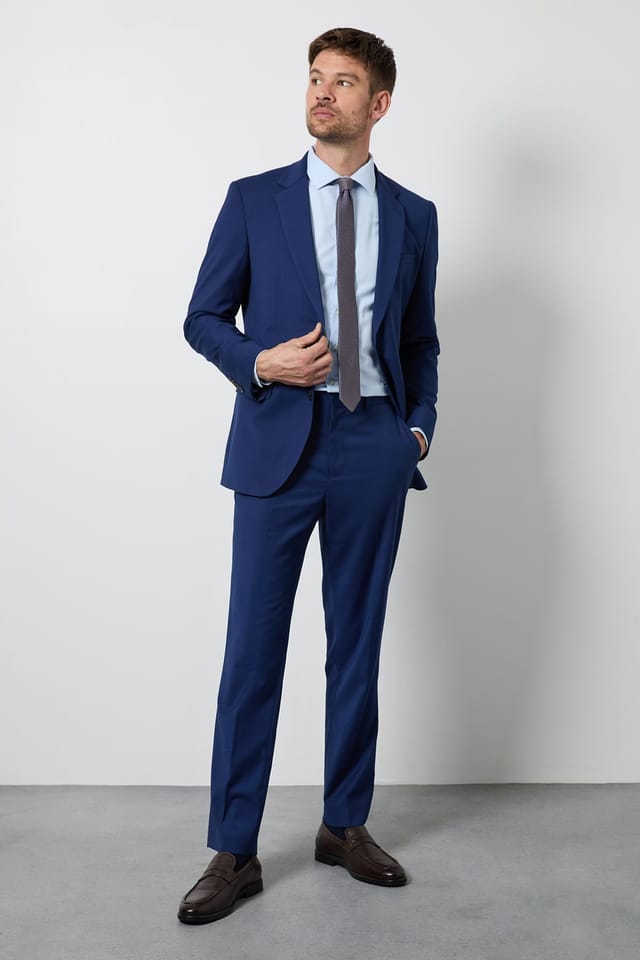 Burton Burton Men's French Navy Tailored Fit Essential Suit Trousers in Dark Blue - 2