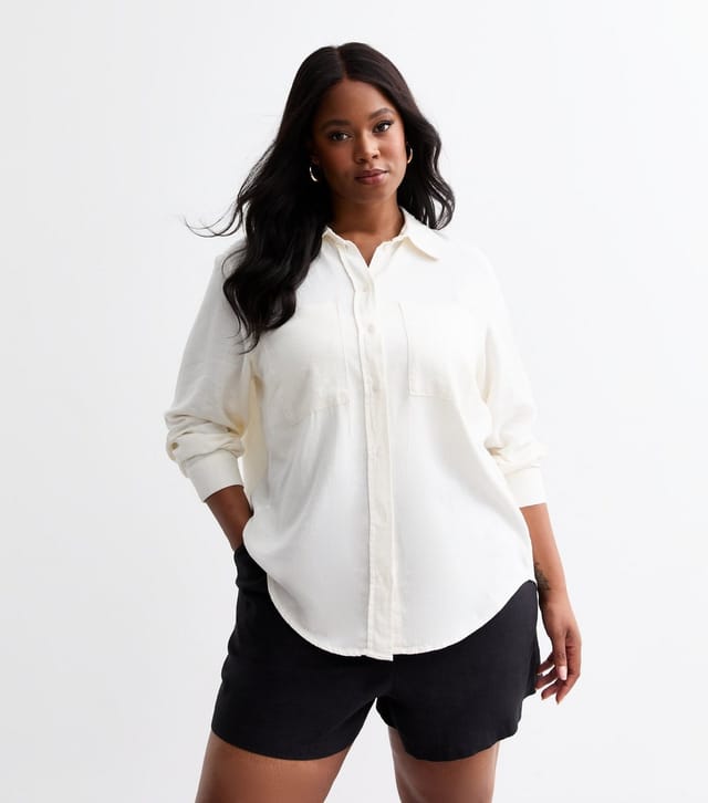 Only Women's Plus Size Linen-Blend Shirt Curves ONLY New Look - 2