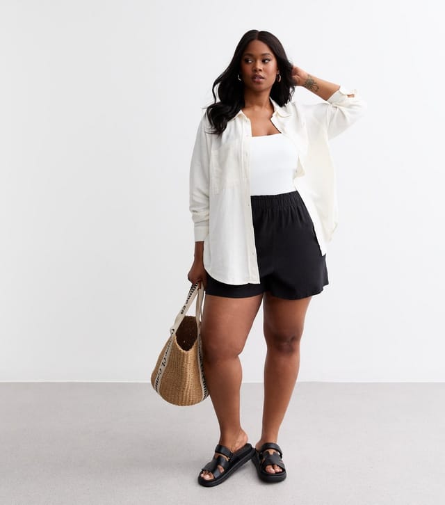 Only Women's Plus Size Linen-Blend Shirt Curves ONLY New Look - 3