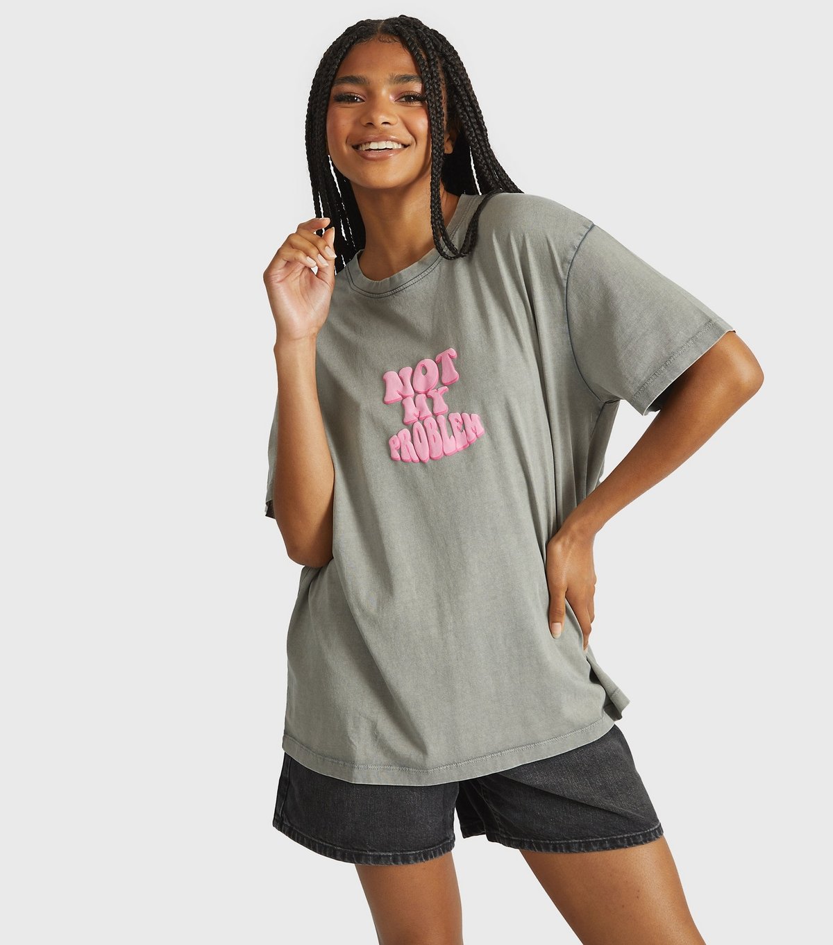 Skinnydip Women's Grey Not My Problem Printed T-Shirt Skinnydip New Look - 2