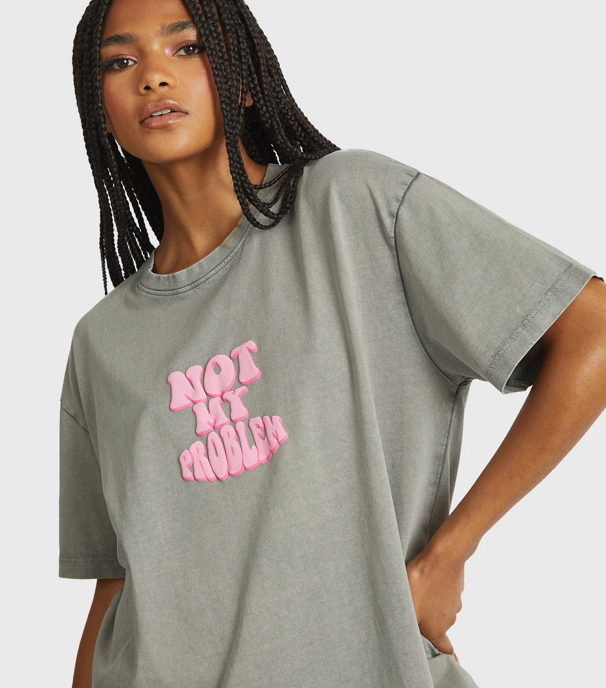 Skinnydip Women's Grey Not My Problem Printed T-Shirt Skinnydip New Look - 3