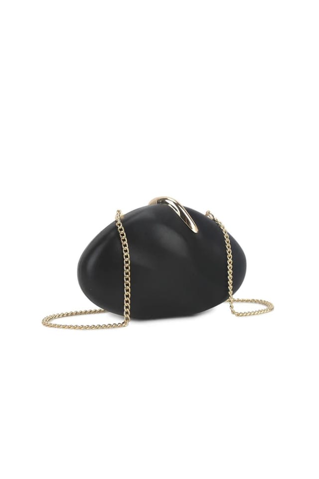 Aftershock London Aftershock London Women's Oval Hard Case Evening Clutch Bag in Black - 2