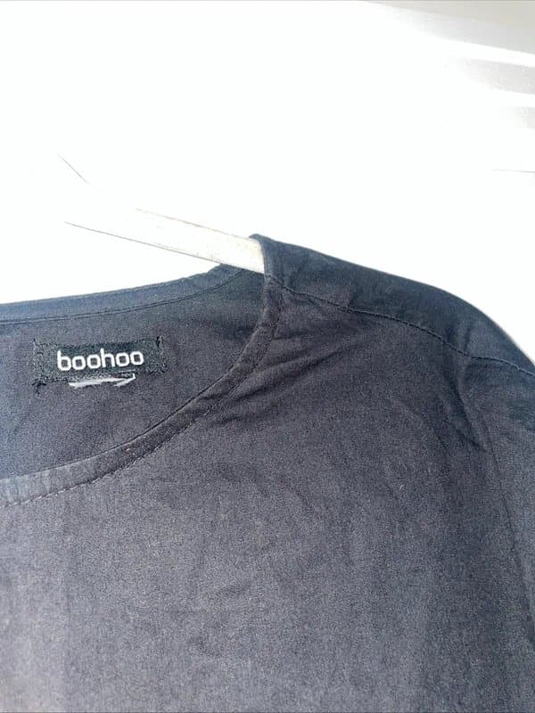 Boohoo Boohoo Black Cream Embroidered Long Sleeve Poplin Dress Size 12 Summer Pretty Ba