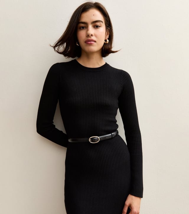 New Look Black Oval Buckle Faux Leather Belt New Look - 2
