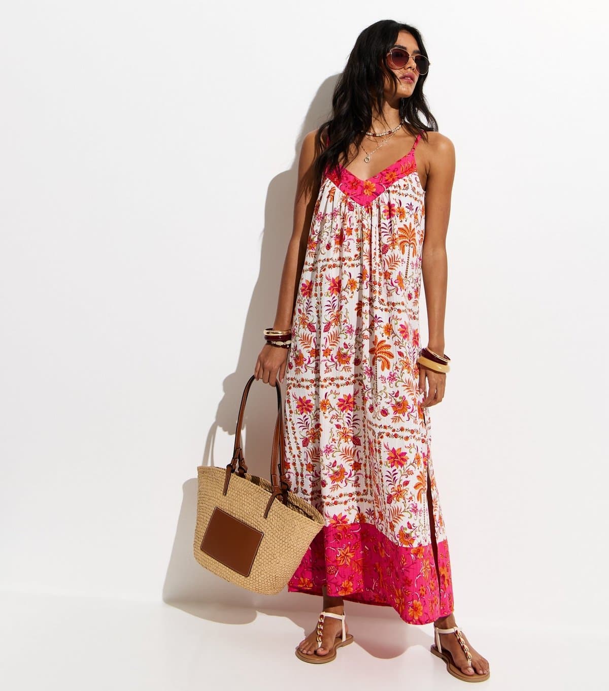 New Look Women's White Floral Print Maxi Beach Dress New Look