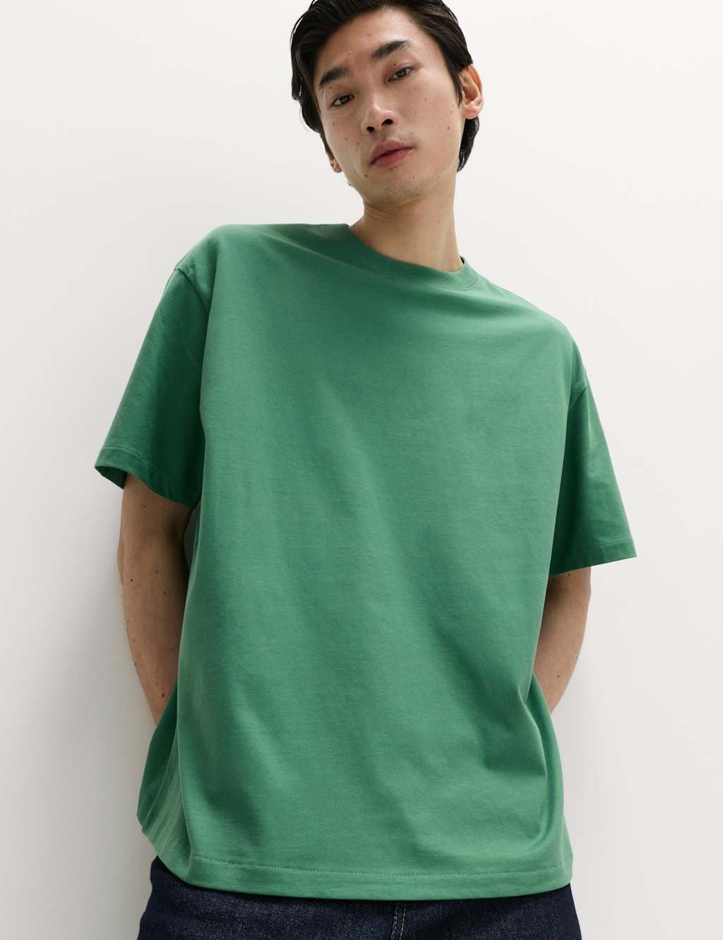 Marks & Spencer M&S Oversized Emerald Cotton T-Shirt
