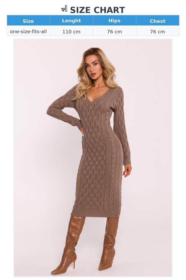 Love Lace Love Lace Women's Midi Variegated Knit V Neck Sweater Dress in Brown - 3