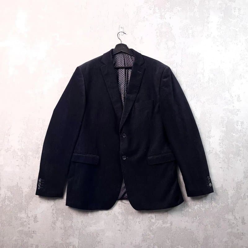 7square 7Square Velvet Blazer Jacket Mens 46R Regular Black Cotton Sport Coat