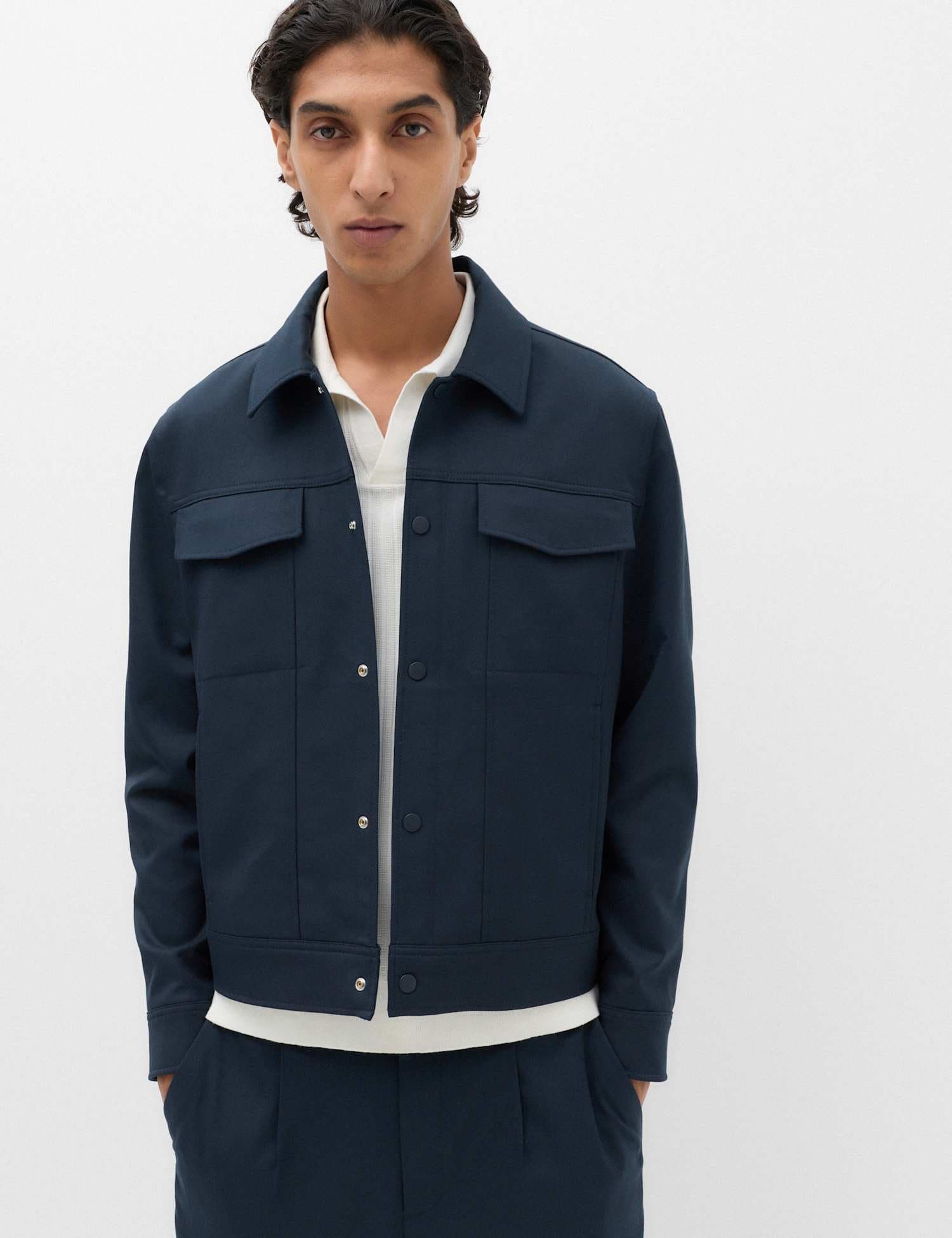 Marks & Spencer M&S Regular Fit Trucker Jacket Navy Mix
