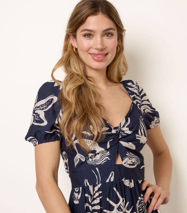 Blue Vanilla Women's Navy Mermaid Print Maxi Dress Blue Vanilla New Look - 3