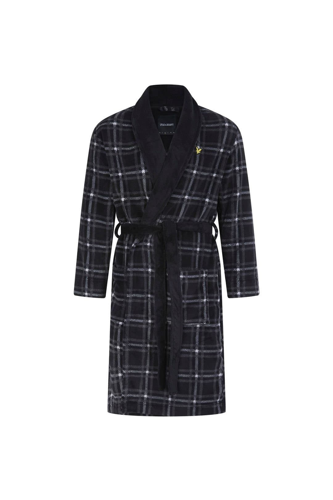 Lyle & Scott Lyle & Scott Men's Cassidy Check Print Bathrobe & Gift Box in Blue