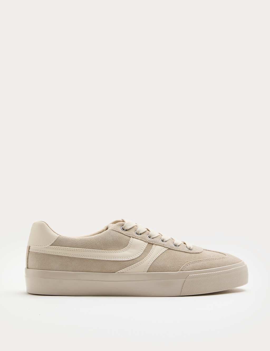 Marks & Spencer M&S Suede Lace-Up Trainers Stone