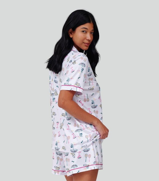 Loungeable Women's White Tennis Print Short Sleeve Pyjama Set Loungeable New Look - 3
