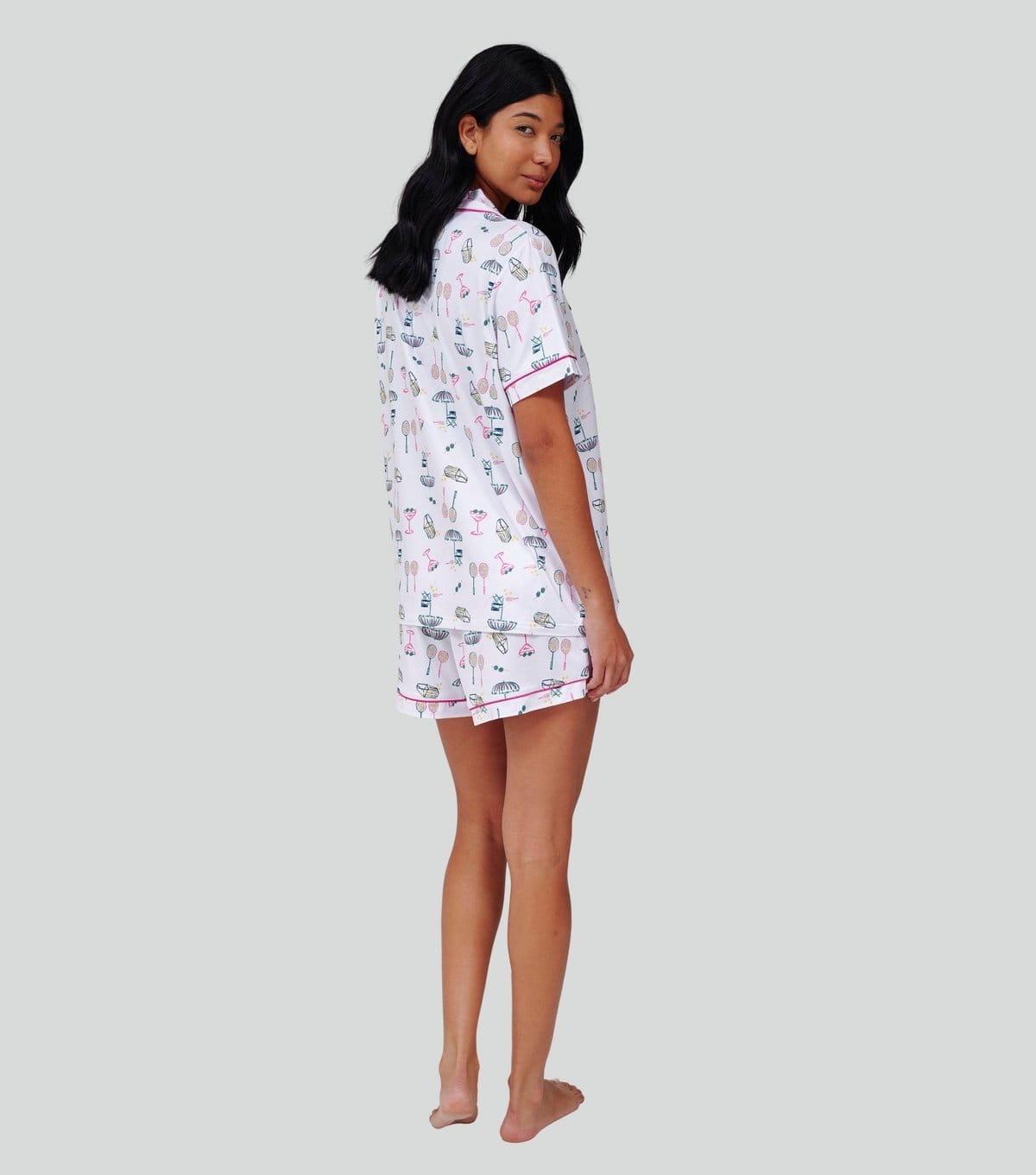 Loungeable Women's White Tennis Print Short Sleeve Pyjama Set Loungeable New Look - 4