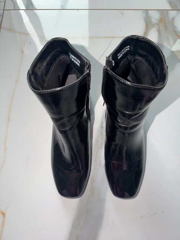 New Look Ladies Black Paten Leather Look Ankle Boots