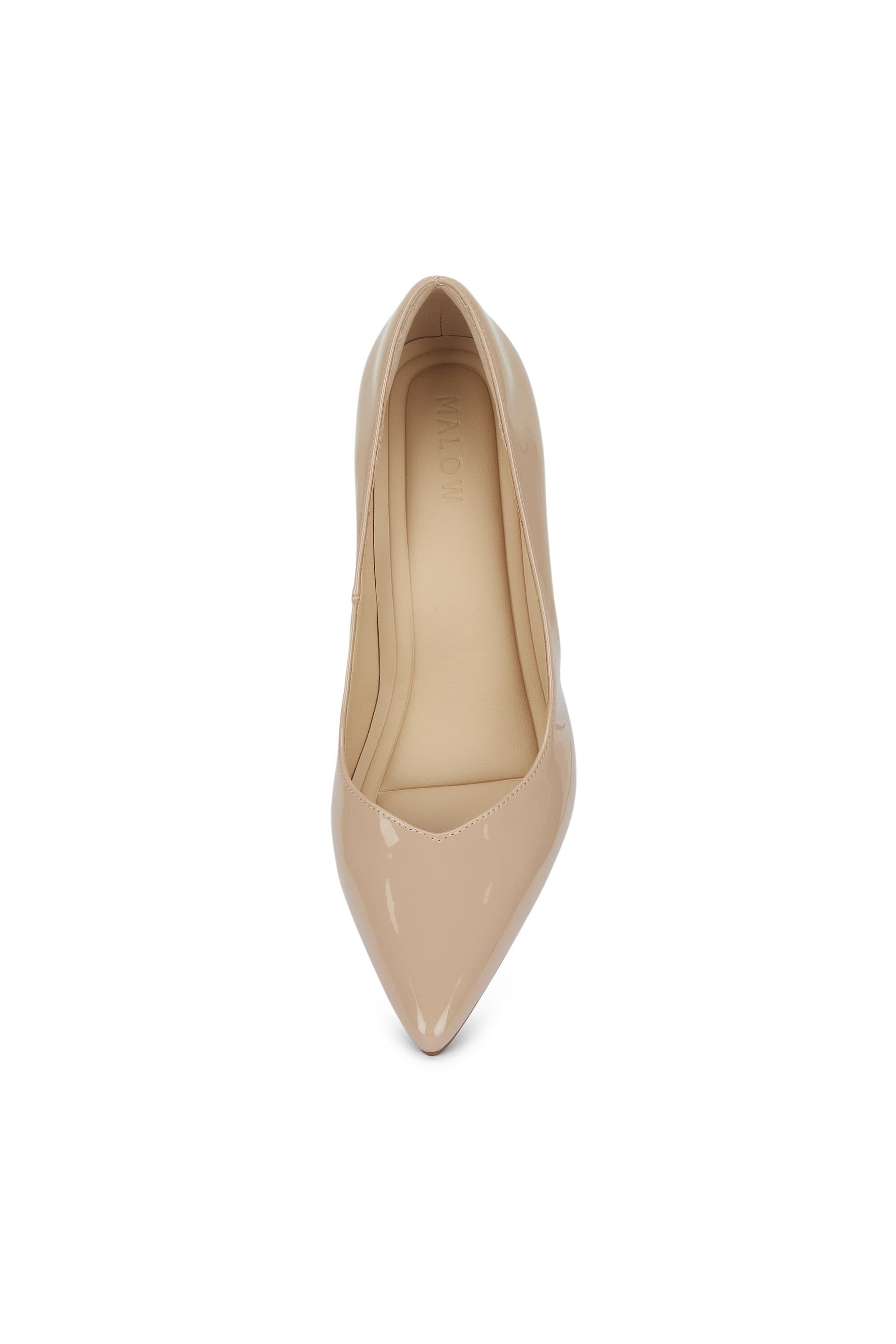 MALOW LONDON MALOW LONDON Women's Olivia Court Shoes PU/Patent Pointed Toe Stiletto Slip On Heels in Beige - 4