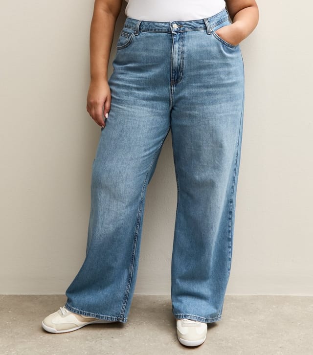 New Look Women's Plus Size Light Blue Bonnie Slouchy Wide Leg Jeans Curves New Look - 2