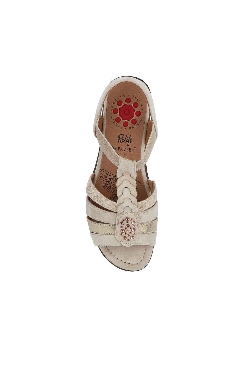 Pavers Pavers Women's Wide-Fit Shock-Absorbing Sandals in Beige - 4
