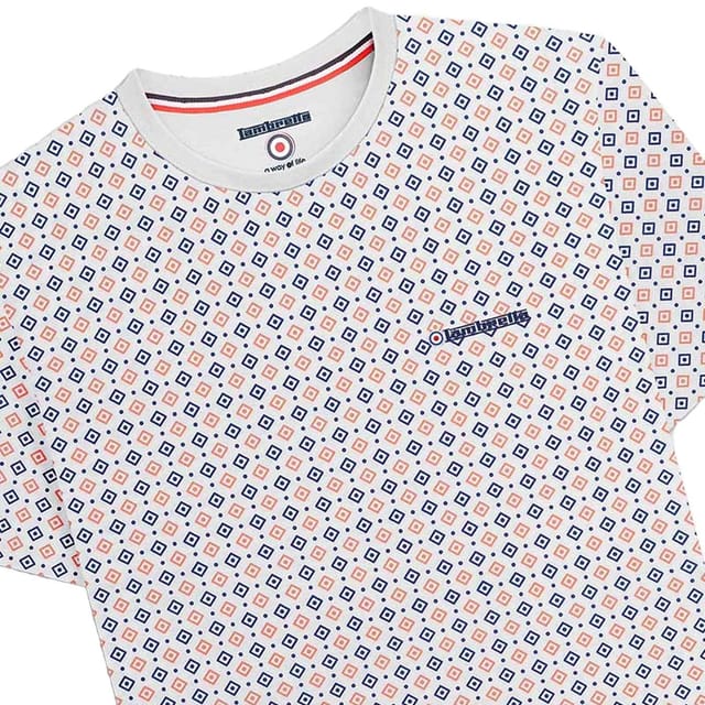 Lambretta Lambretta Men's SS24 Geometric All-Over Print T-Shirt in White - 3