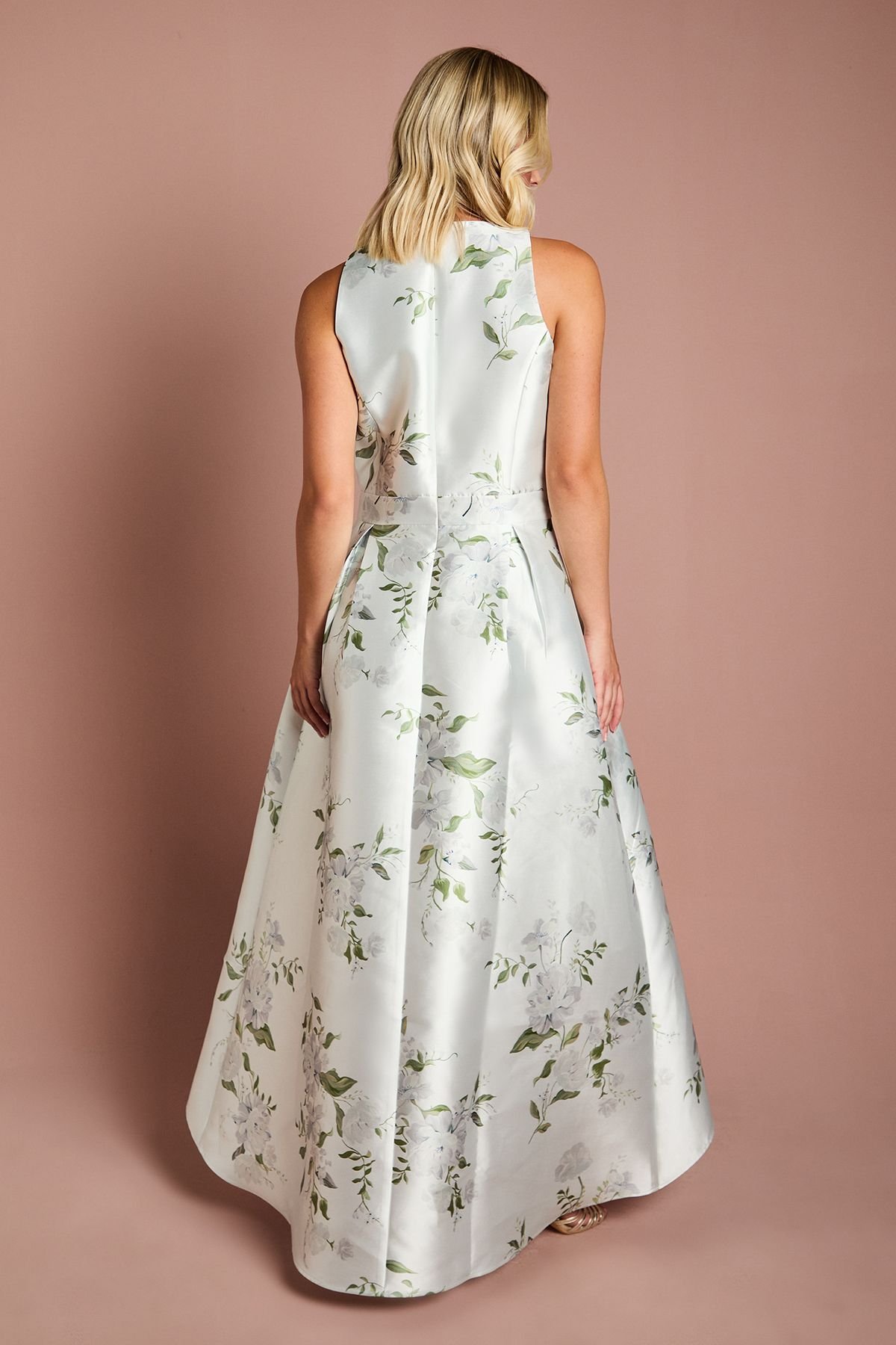 Coast Coast Women's Teen Printed Twill Waterfall Bridesmaid Dress in Sage - 3