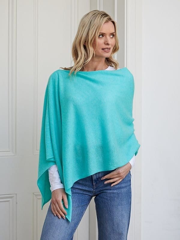 Cove Cove Women's Lucy 4-way Cashmere Poncho in Aqua - 2