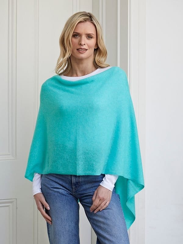 Cove Cove Women's Lucy 4-way Cashmere Poncho in Aqua - 3