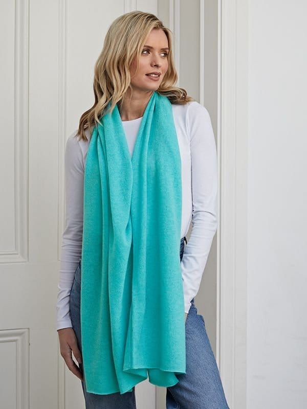 Cove Cove Women's Lucy 4-way Cashmere Poncho in Aqua - 4