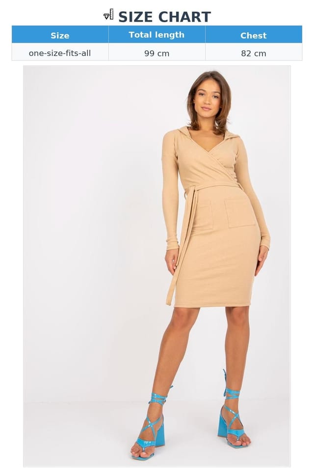 Love Lace Love Lace Women's Ribbed Hooded Fitted Long Sleeve Dress in Beige - 3