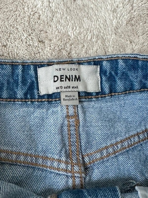 New Look Blue Denim Maxi Skirt with Front Split - UK 10